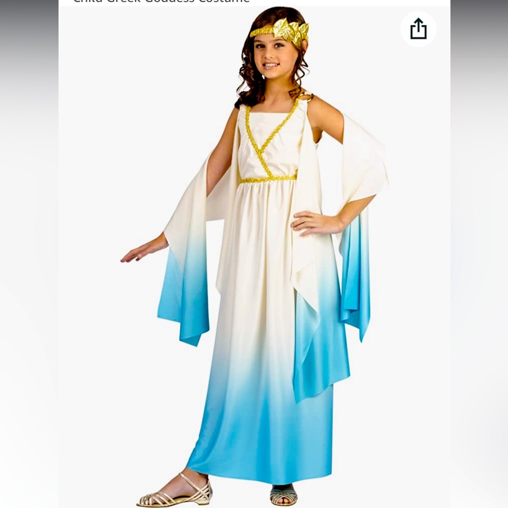 Greek Goddess Costume. Girls size 8/10. NEW